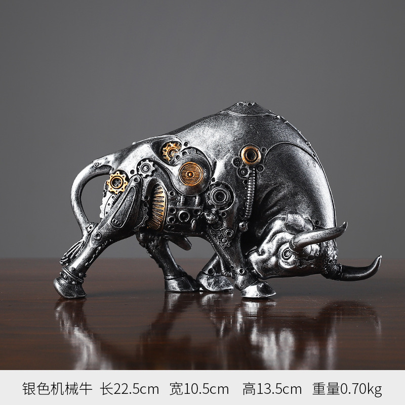 机械朋克牛摆件